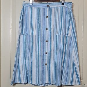 Marissa Olivia Summer Stripe Midi Skirt NWOT L